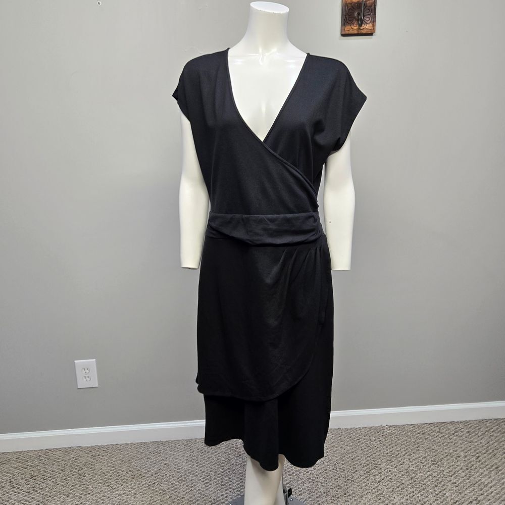 Christian Siriano For J Jill Dress Medium Black Pointe Knit Draped Professional‎